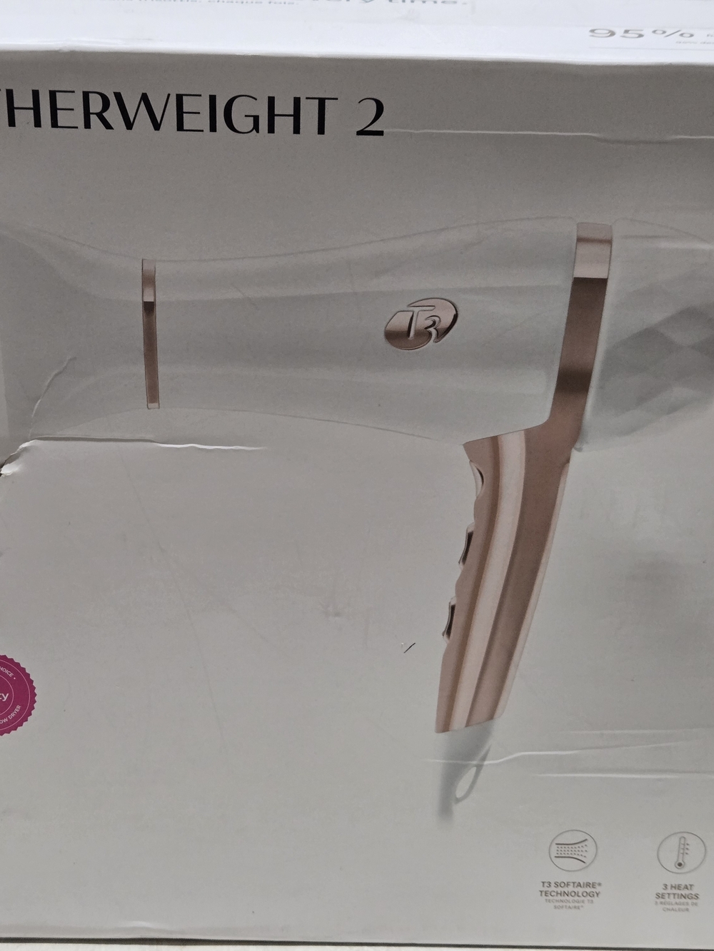 T3 Lightweight 2 Hair Dryer in White and Rose Gold